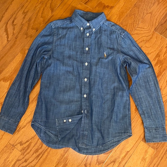 Ralph Lauren chambray button down shirt sz 10-12 - Picture 1 of 4